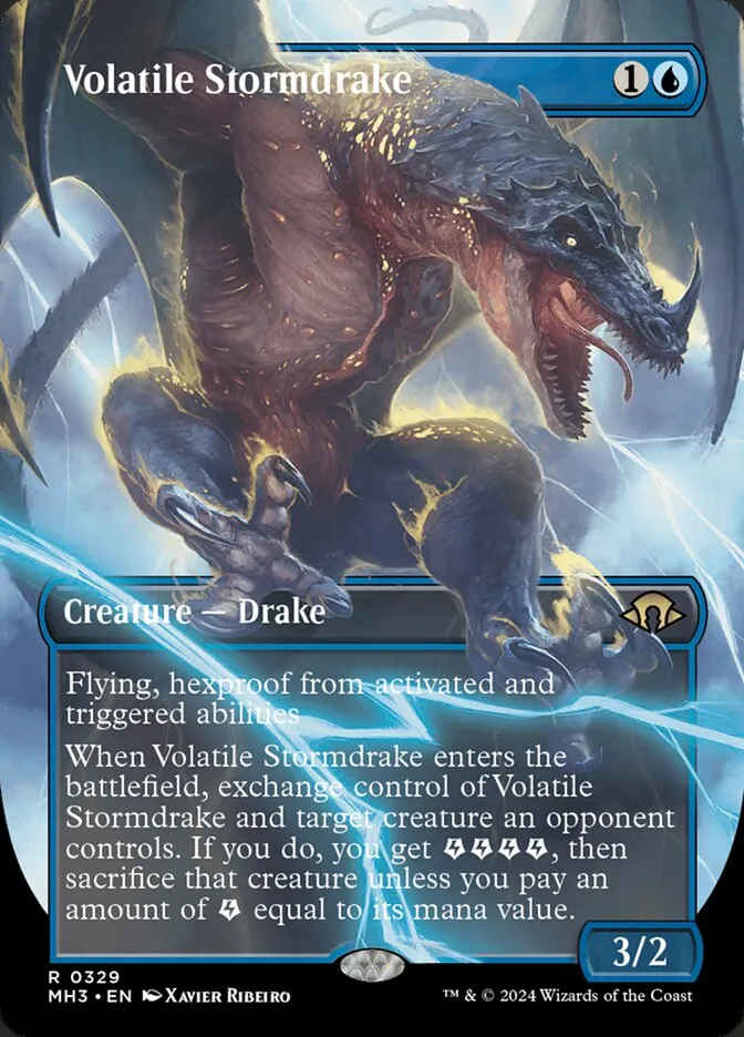 2024 Modern Horizons 3 Volatile Stormdrake [Borderless Foil] rare #329 rare card image