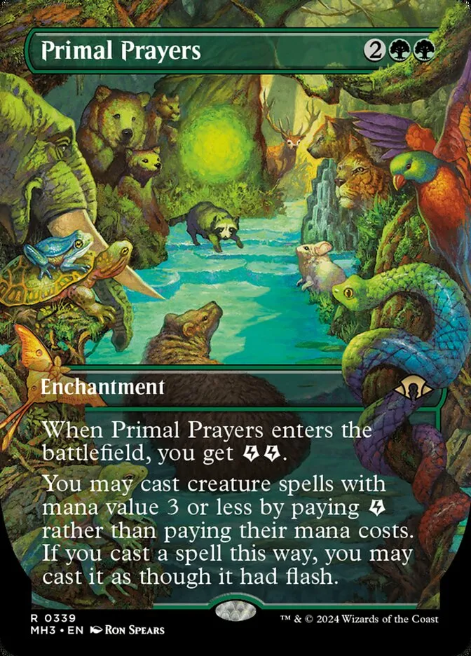 2024 Modern Horizons 3 Primal Prayers [Borderless Foil] rare #339 rare card image