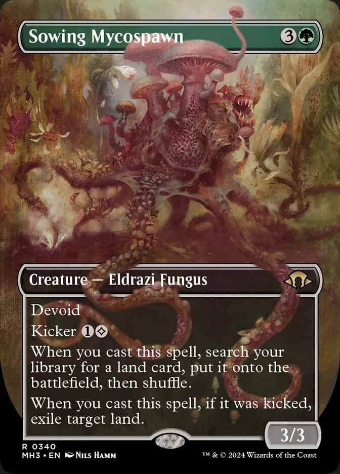 2024 Modern Horizons 3 Sowing Mycospawn [Borderless Foil] rare #340 rare card image