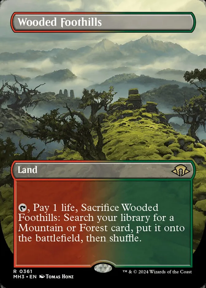 2024 Modern Horizons 3 Wooded Foothills [Borderless Foil] rare #361 rare card image