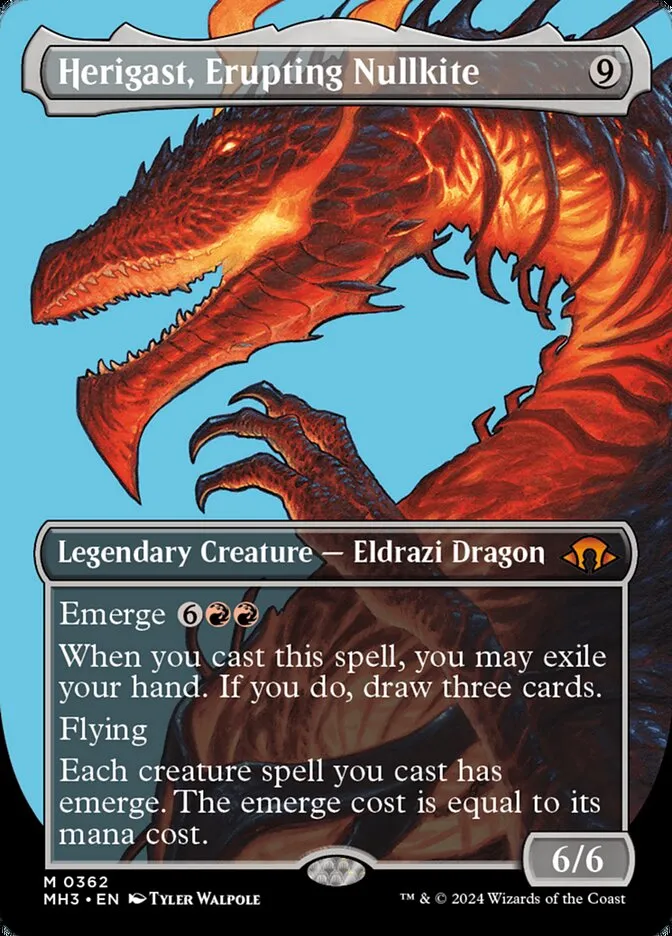 2024 Modern Horizons 3 Herigast, Erupting Nullkite [Borderless Foil] mythic #362 mythic card image