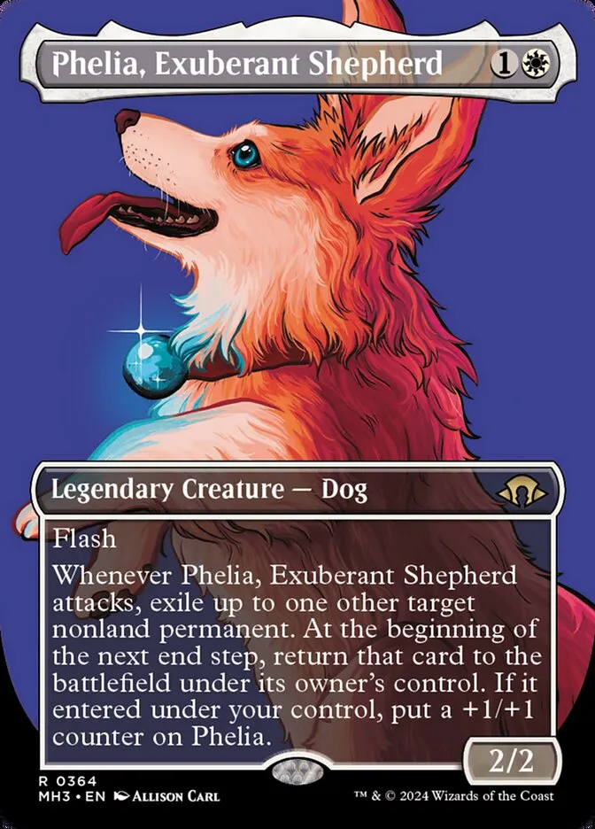2024 Modern Horizons 3 Phelia, Exuberant Shepherd [Borderless Foil] rare #364 rare card image