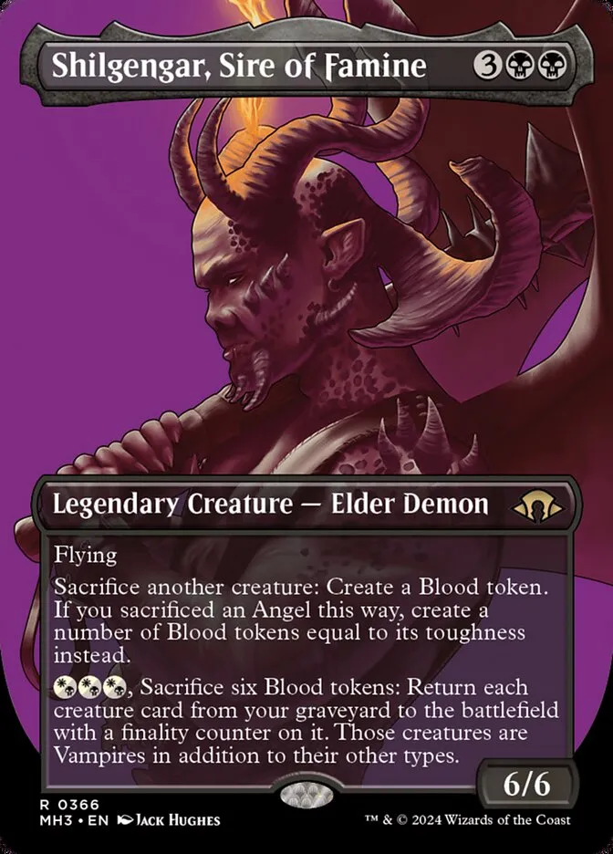 2024 Modern Horizons 3 Shilgengar, Sire of Famine [Borderless Foil] rare #366 rare card image