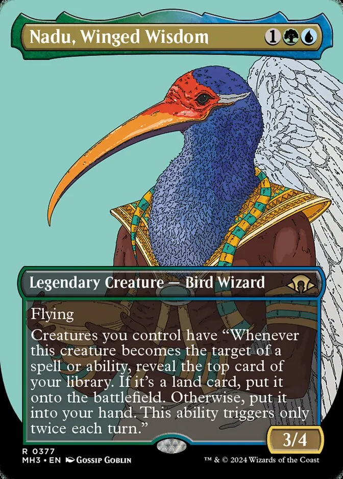 2024 Modern Horizons 3 Nadu, Winged Wisdom [Borderless Foil] rare #377 rare card image