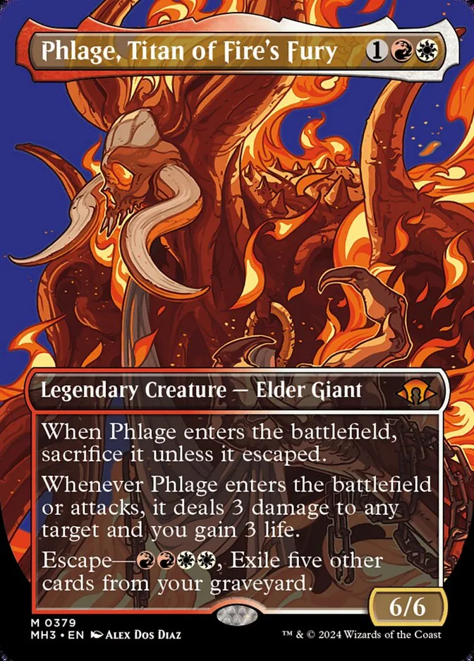 2024 Modern Horizons 3 Phlage, Titan of Fire's Fury [Borderless Foil] mythic #379 mythic card image