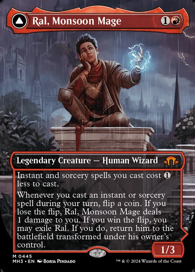 2024 Modern Horizons 3 Ral, Monsoon Mage // Ral, Leyline Prodigy [Borderless Foil] mythic #445 mythic card image