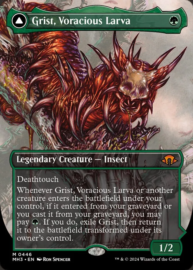 2024 Modern Horizons 3 Grist, Voracious Larva // Grist, the Plague Swarm [Borderless Foil] mythic #446 mythic card image