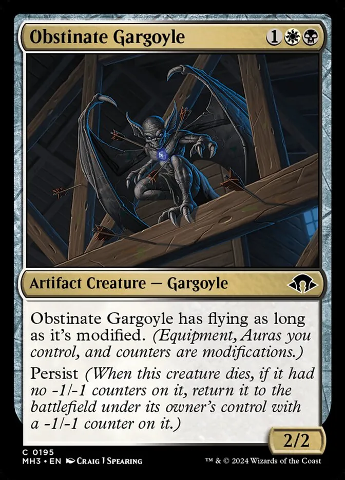 2024 Modern Horizons 3 Obstinate Gargoyle #195 common card image