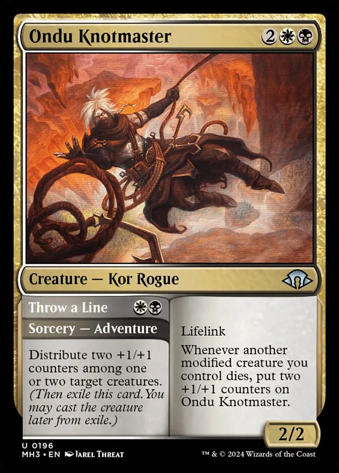 2024 Modern Horizons 3 Ondu Knotmaster // Throw a Line #196 uncommon card image