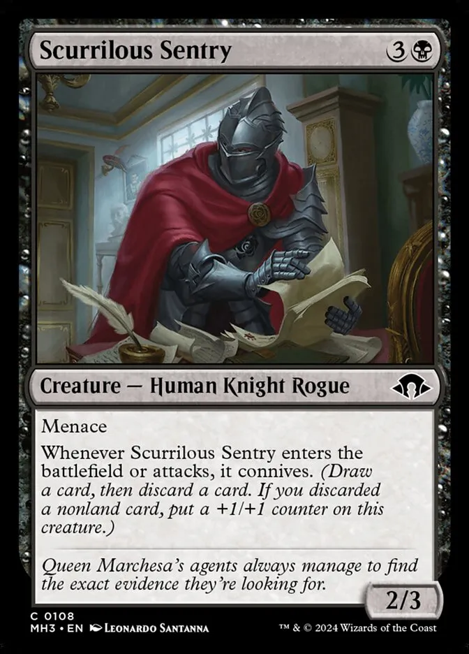 2024 Modern Horizons 3 Scurrilous Sentry #108 common card image