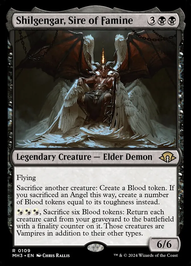 2024 Modern Horizons 3 Shilgengar, Sire of Famine [Pre-Release] rare #109 rare card image