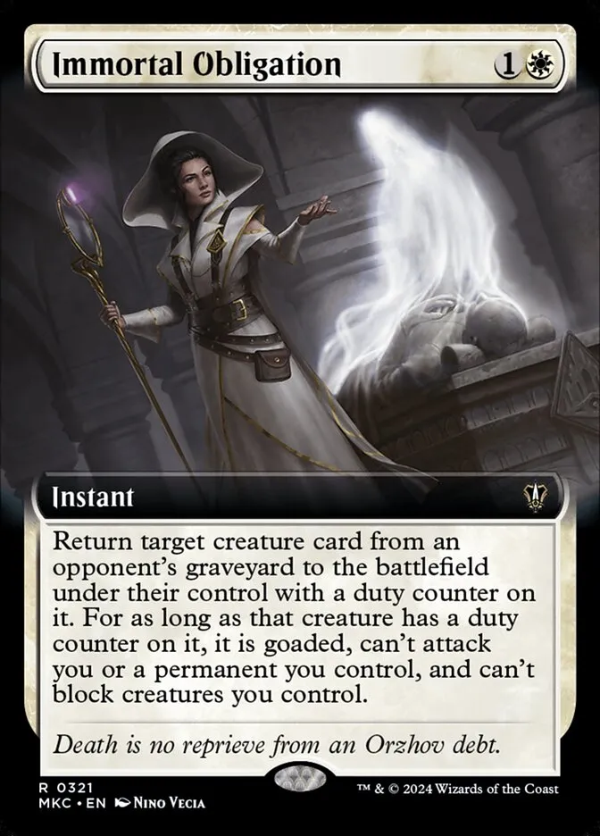 2024 Murders at Karlov Manor Commander Immortal Obligation [Extended Art] rare #321 rare card image