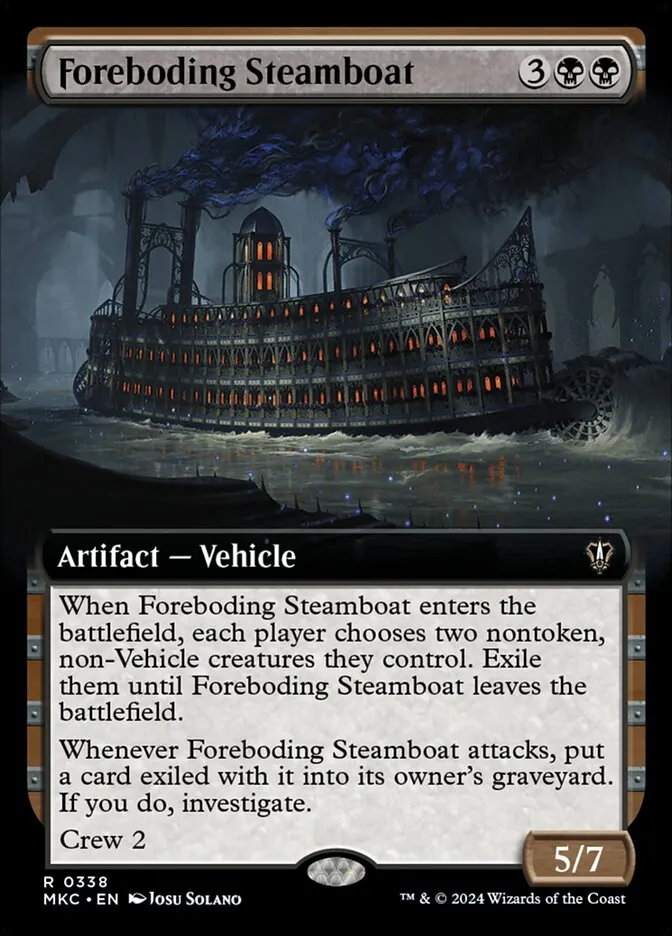 2024 Murders at Karlov Manor Commander Foreboding Steamboat [Extended Art] rare #338 rare card image