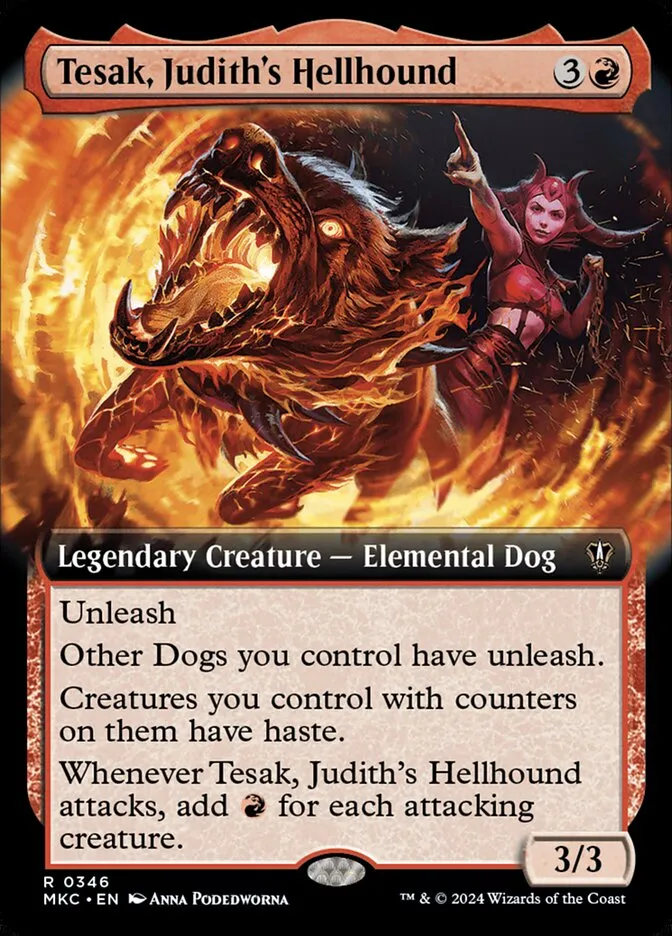 2024 Murders at Karlov Manor Commander Tesak, Judith's Hellhound [Extended Art] rare #346 rare card image