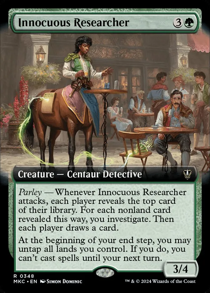2024 Murders at Karlov Manor Commander Innocuous Researcher [Extended Art] rare #348 rare card image