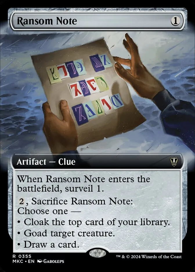 2024 Murders at Karlov Manor Commander Ransom Note [Extended Art] rare #355 rare card image