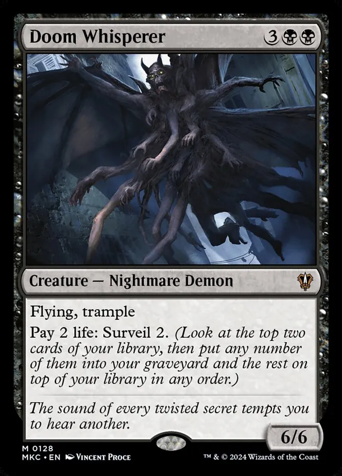 2024 Murders at Karlov Manor Commander Doom Whisperer #128 mythic card image