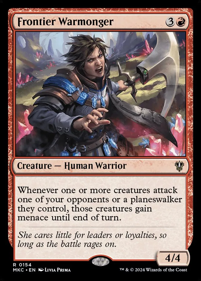 2024 Murders at Karlov Manor Commander Frontier Warmonger #154 rare card image