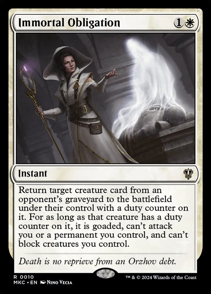 2024 Murders at Karlov Manor Commander Immortal Obligation rare #10 rare card image
