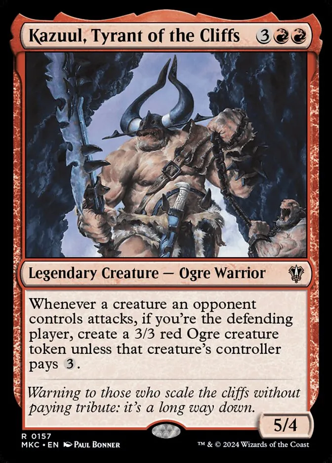 2024 Murders at Karlov Manor Commander Kazuul, Tyrant of the Cliffs #157 rare card image