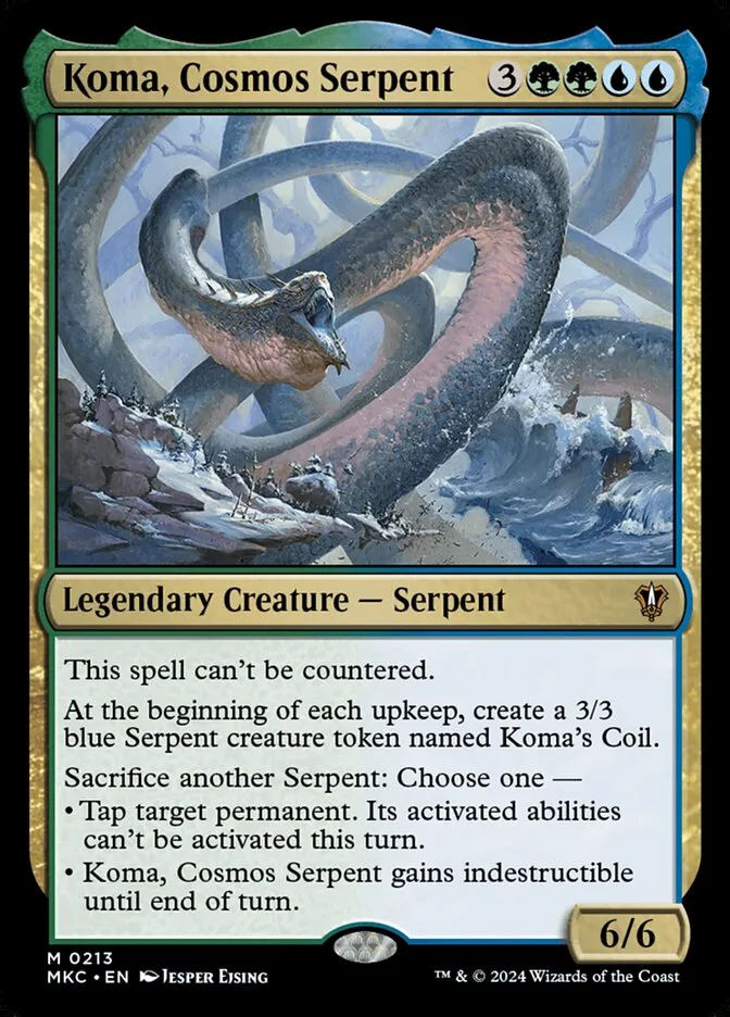 2024 Murders at Karlov Manor Commander Koma, Cosmos Serpent #213 mythic card image