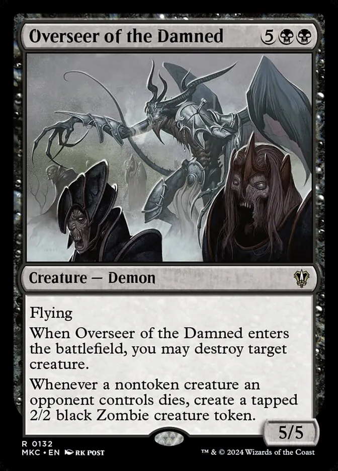 2024 Murders at Karlov Manor Commander Overseer of the Damned #132 rare card image