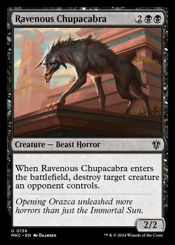 2024 Murders at Karlov Manor Commander Ravenous Chupacabra #136 uncommon card image