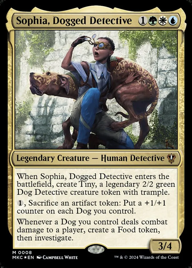 2024 Murders at Karlov Manor Commander Sophia, Dogged Detective mythic #8 mythic card image
