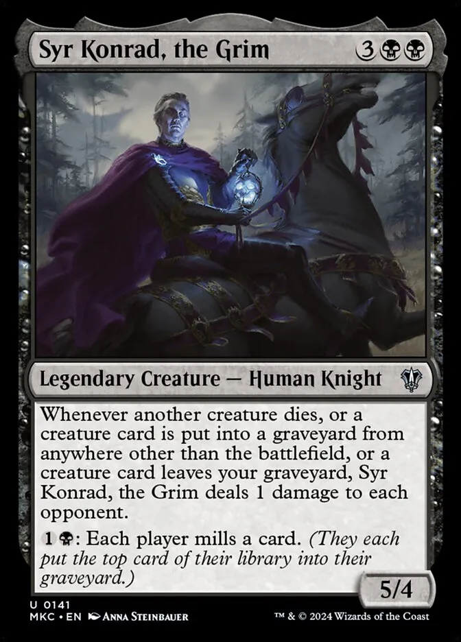 2024 Murders at Karlov Manor Commander Syr Konrad, the Grim #141 uncommon card image