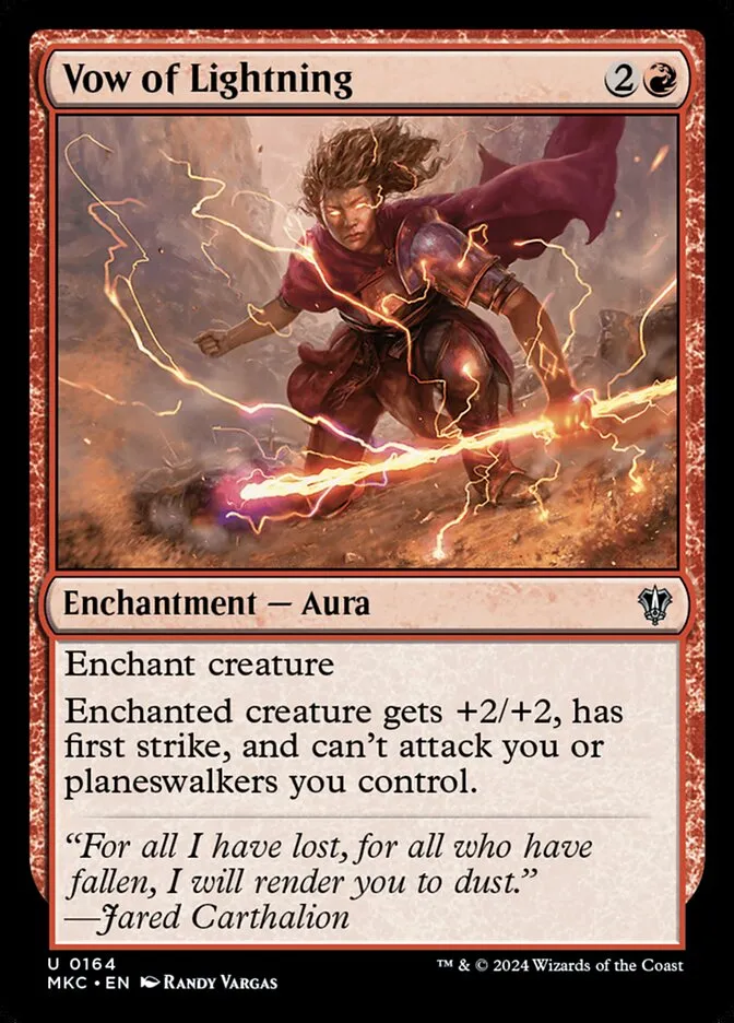 2024 Murders at Karlov Manor Commander Vow of Lightning #164 uncommon card image
