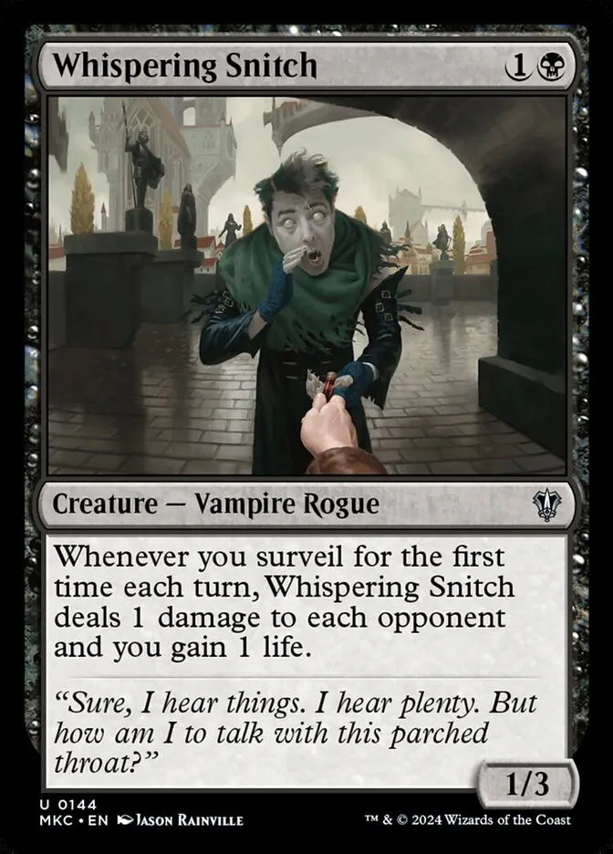 2024 Murders at Karlov Manor Commander Whispering Snitch #144 uncommon card image