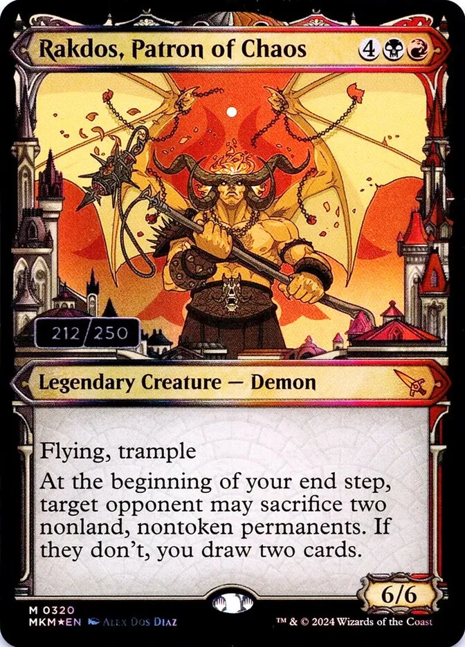 2024 Murders at Karlov Manor Rakdos, Patron of Chaos #320z mythic card image