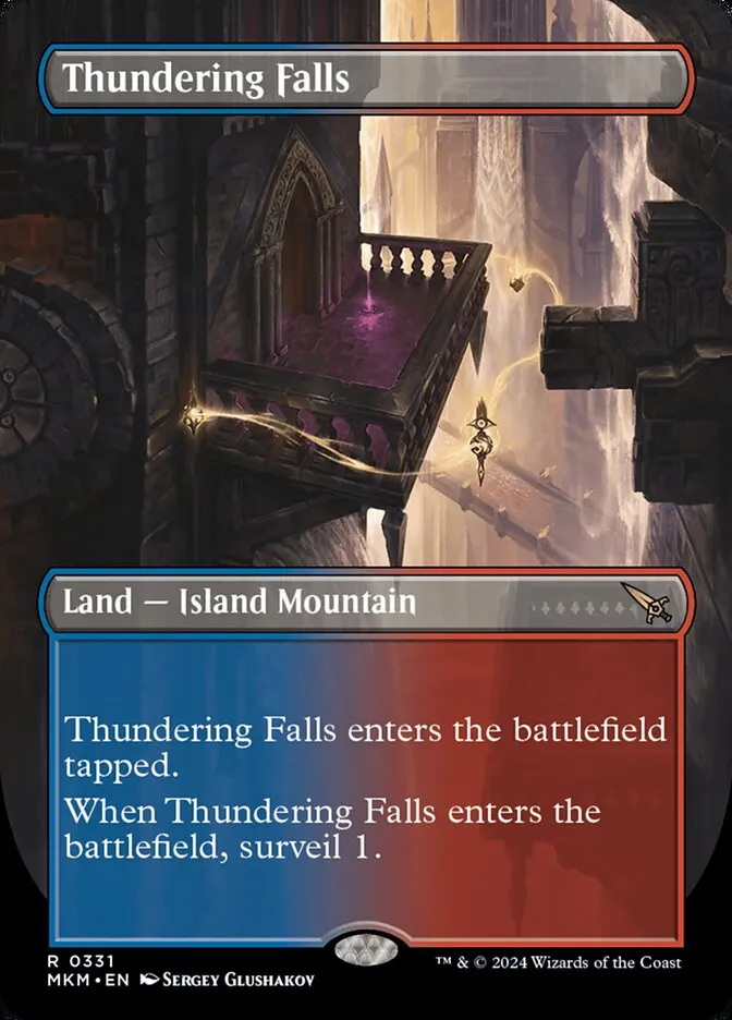 2024 Murders at Karlov Manor Thundering Falls [Borderless] rare #331 rare card image