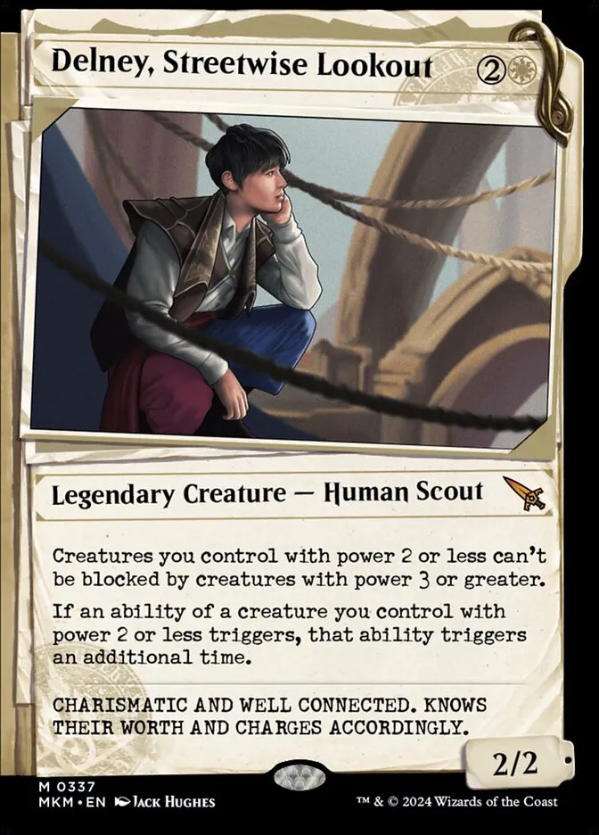 2024 Murders at Karlov Manor Delney, Streetwise Lookout [Showcase] mythic #337 mythic card image