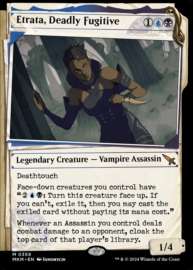 2024 Murders at Karlov Manor Etrata, Deadly Fugitive [Showcase] mythic #359 mythic card image