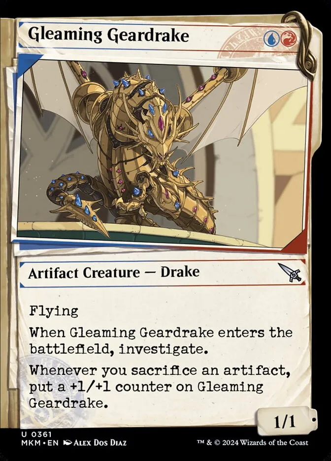 2024 Murders at Karlov Manor Gleaming Geardrake [Showcase] uncommon #361 uncommon card image
