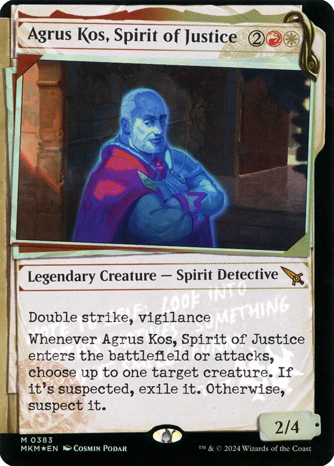2024 Murders at Karlov Manor Agrus Kos, Spirit of Justice #383 mythic card image