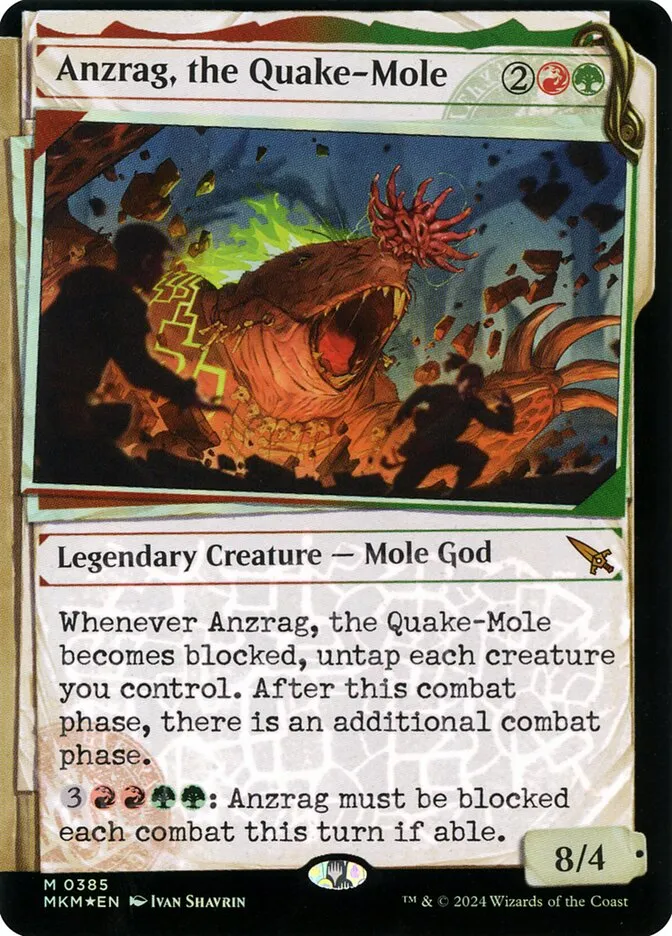 2024 Murders at Karlov Manor Anzrag, the Quake-Mole #385 mythic card image