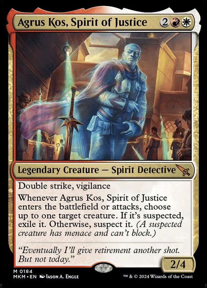 2024 Murders at Karlov Manor Agrus Kos, Spirit of Justice #184 mythic card image