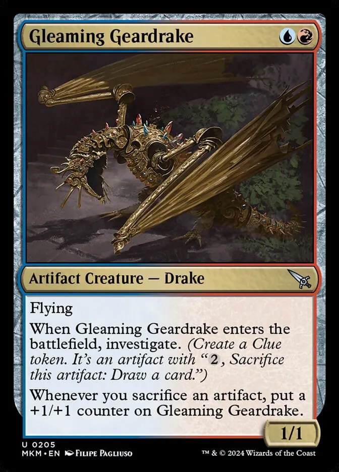 2024 Murders at Karlov Manor Gleaming Geardrake #205 uncommon card image