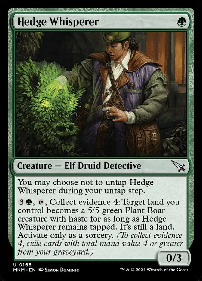 2024 Murders at Karlov Manor Hedge Whisperer #165 uncommon card image