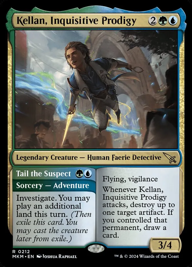 2024 Murders at Karlov Manor Kellan, Inquisitive Prodigy // Tail the Suspect #212 rare card image