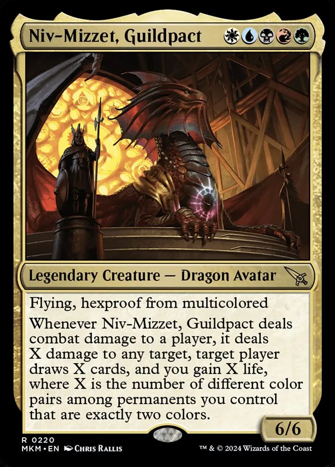 2024 Murders at Karlov Manor Niv-Mizzet, Guildpact [Prerelease] rare #220 rare card image