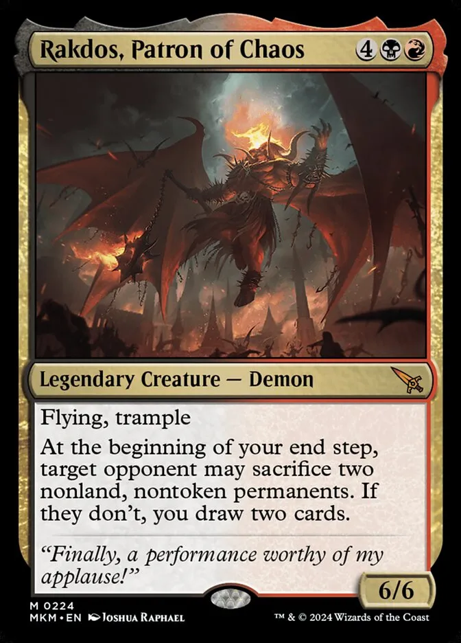 2024 Murders at Karlov Manor Rakdos, Patron of Chaos #224 mythic card image