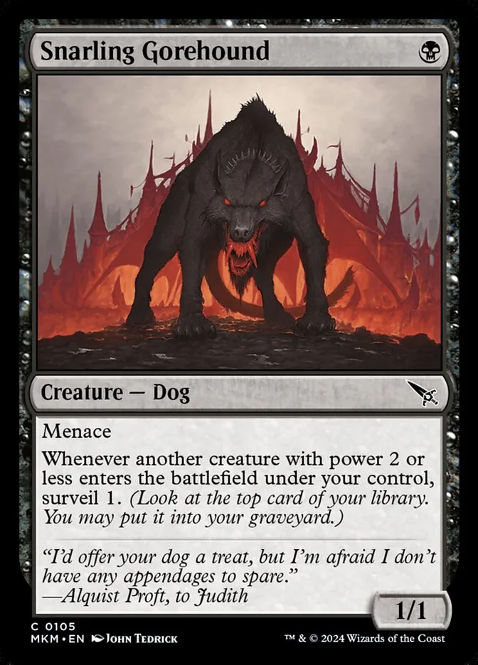 2024 Murders at Karlov Manor Snarling Gorehound common #105 common card image