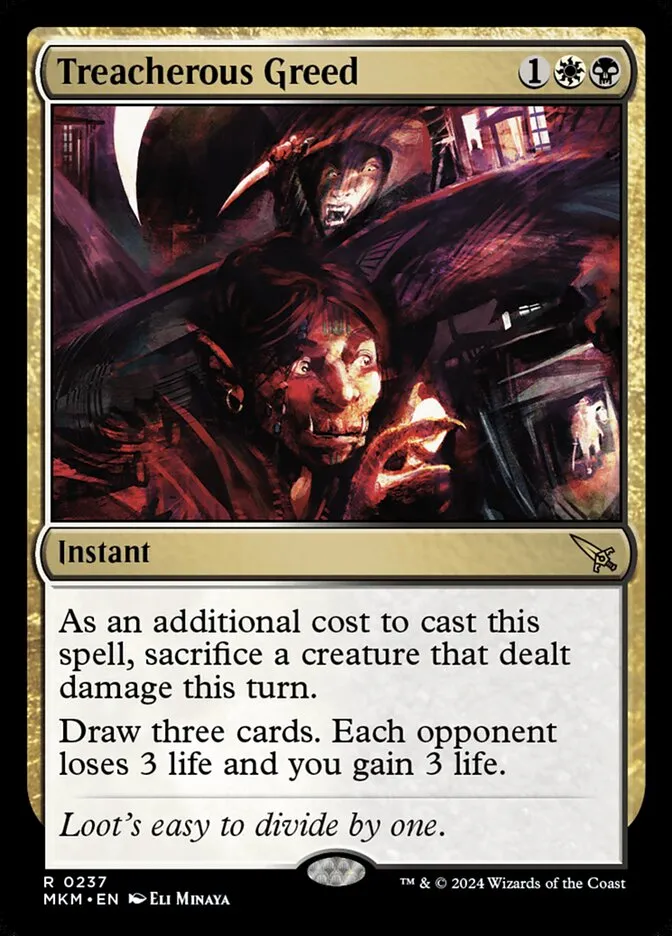 2024 Murders at Karlov Manor Treacherous Greed #237 rare card image