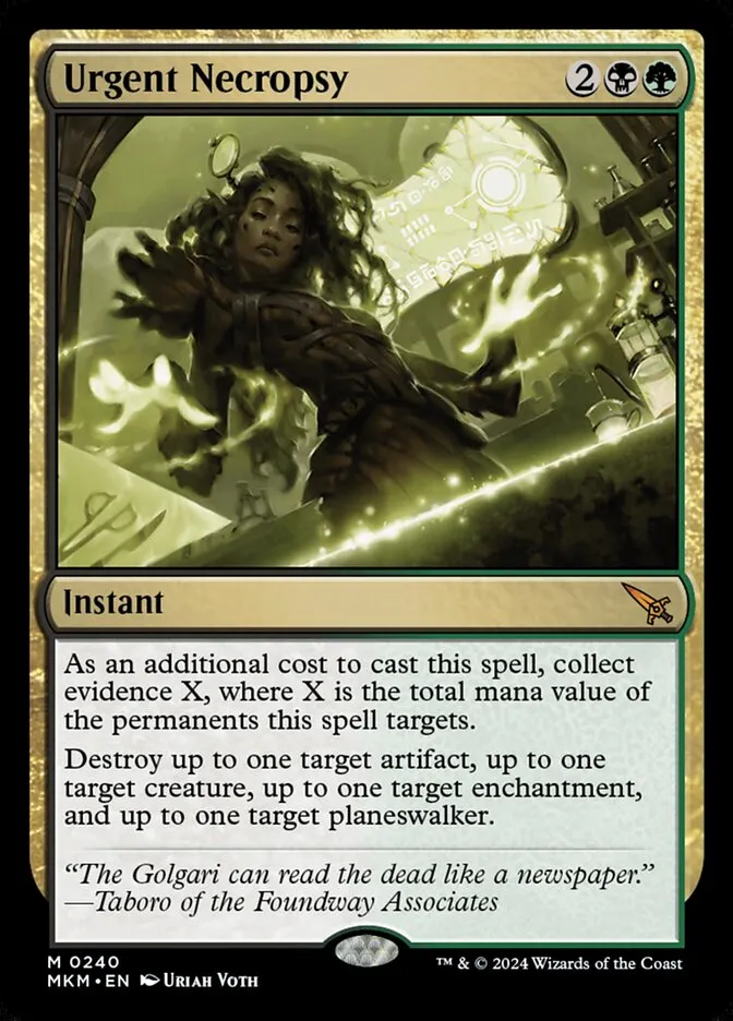 2024 Murders at Karlov Manor Urgent Necropsy #240 mythic card image