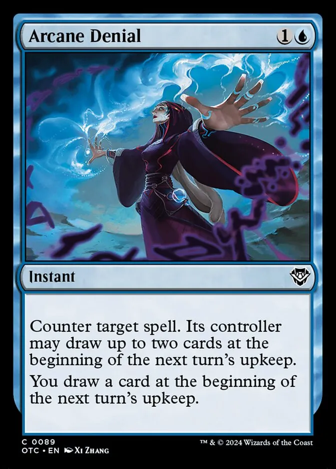 2024 Outlaws of Thunder Junction Commander Arcane Denial common #89 common card image