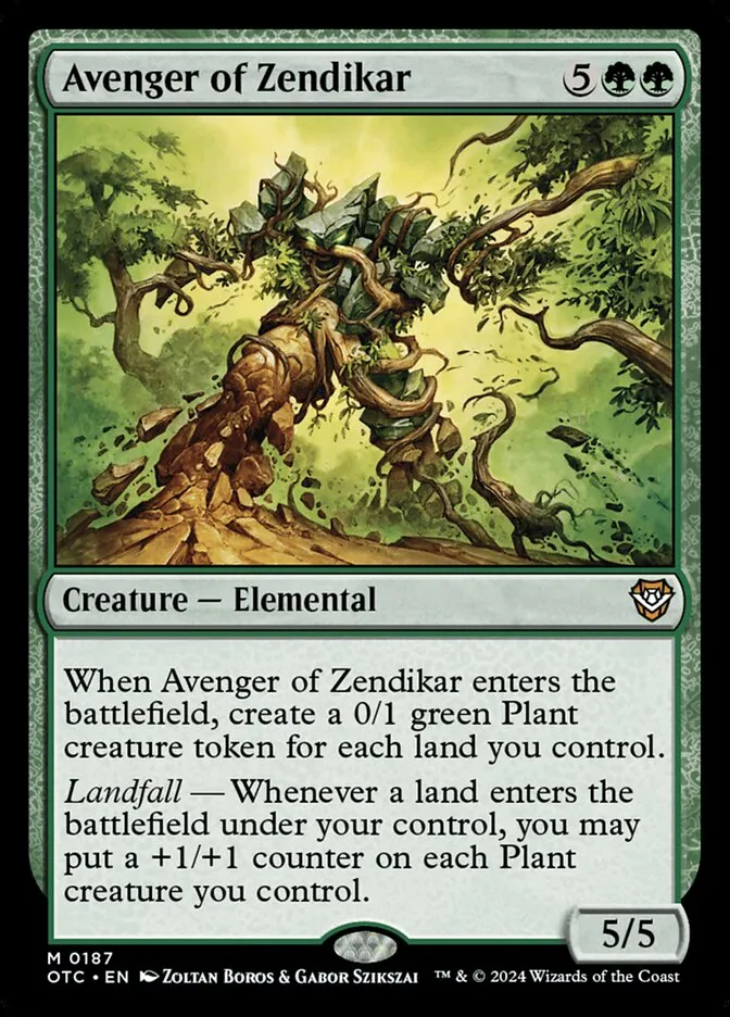 2024 Outlaws of Thunder Junction Commander Avenger of Zendikar #187 mythic card image