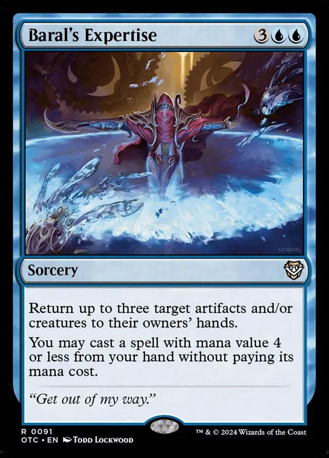 2024 Outlaws of Thunder Junction Commander Baral's Expertise rare #91 rare card image